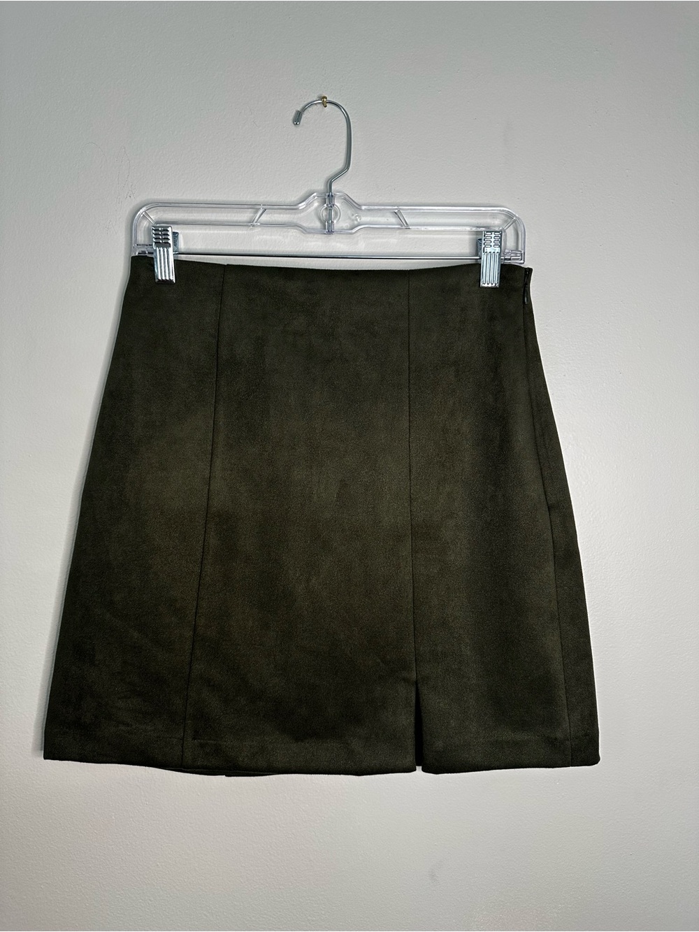 LOFT Olive Green Faux Suede Mini Skirt Size 0